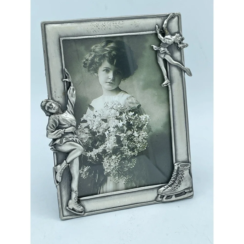 NEW Pewter Ice Skater‎ Skating Picture Frame 4 X 6